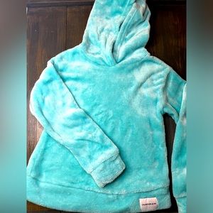 Kids Fuzzy Soft Calvin Klein Pullover Hoodie Turquoise Size Medium 10/12